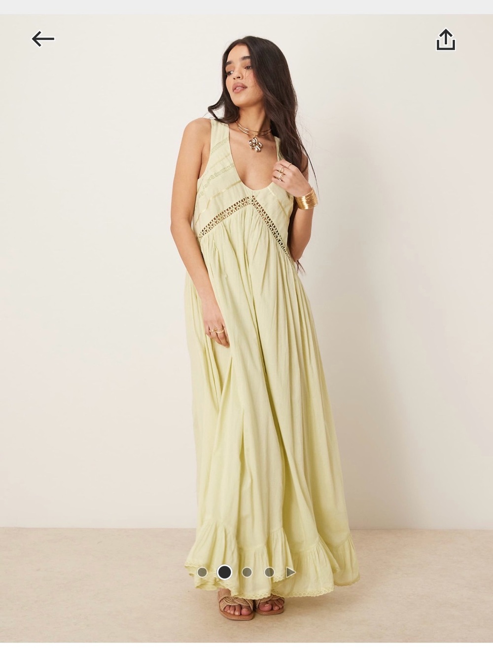 Light Green Crochet-Trim Maxi Dress